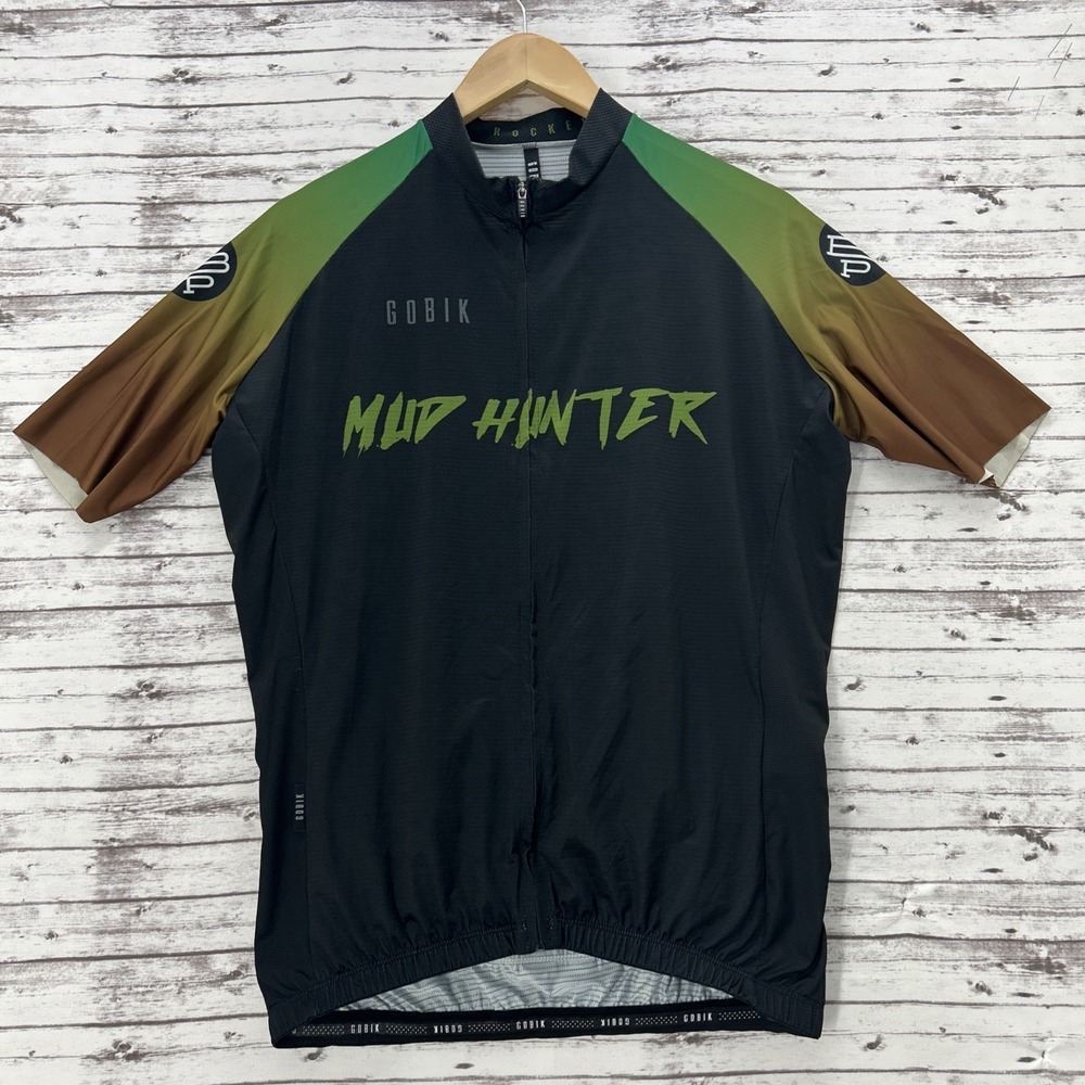 GOBIK Cycling Jersey Adult 2XL Black Full Zip Mud Hunter Short Sleeve